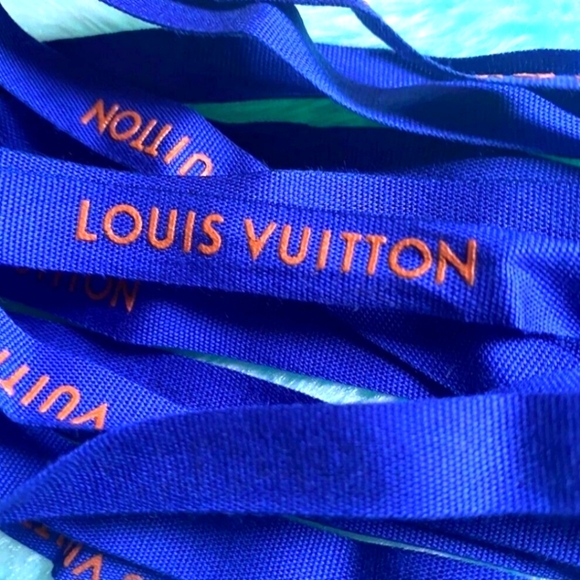 AUTHENTIC Louis Vuitton Blue Ribbon Orange Logo, 1/2" Wide - Picture 1 of 2